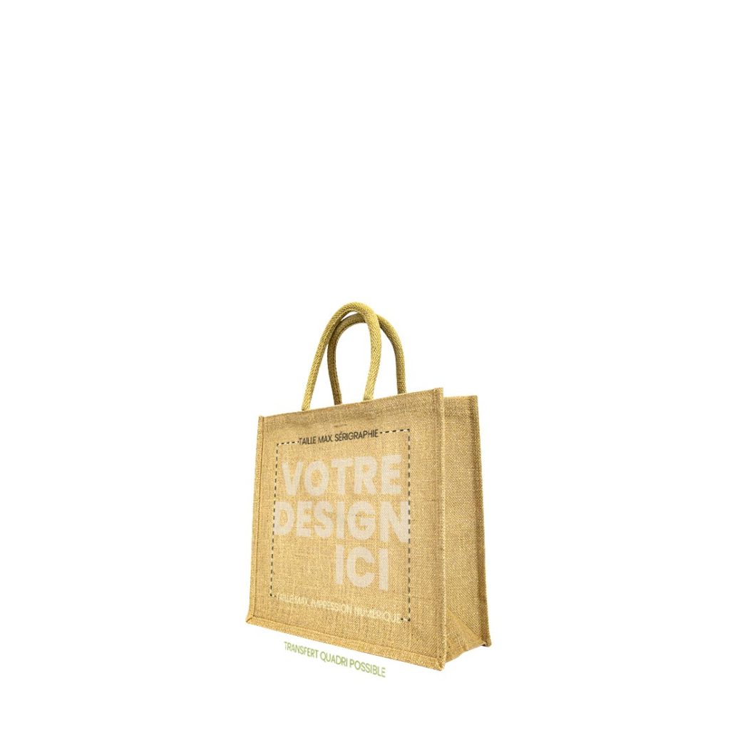 Sac Cabas Personnalisable En Jute Et Toile - 32x22x13cm - Réutilisable Pour Courses, Plage, Pique-nique